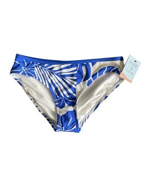 Shade & Shore Blue & White Tropical Print Bikini Bottoms NWT Size S